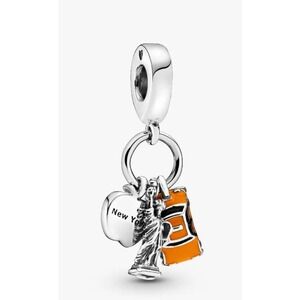NEW Pandora NYC Big Apple Taxi Cab Statue Of Liberty Silver Dangle Charm